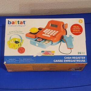 Battat Orange Play Cash Register Toy with Scanner and Accessories. NEW.